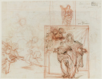 K I 001
<br/>
Apollo met lier op wolken temidden van twaalf vrouwen
<br/>
<em>Passeri, Giuseppe (1654-1714)</em>